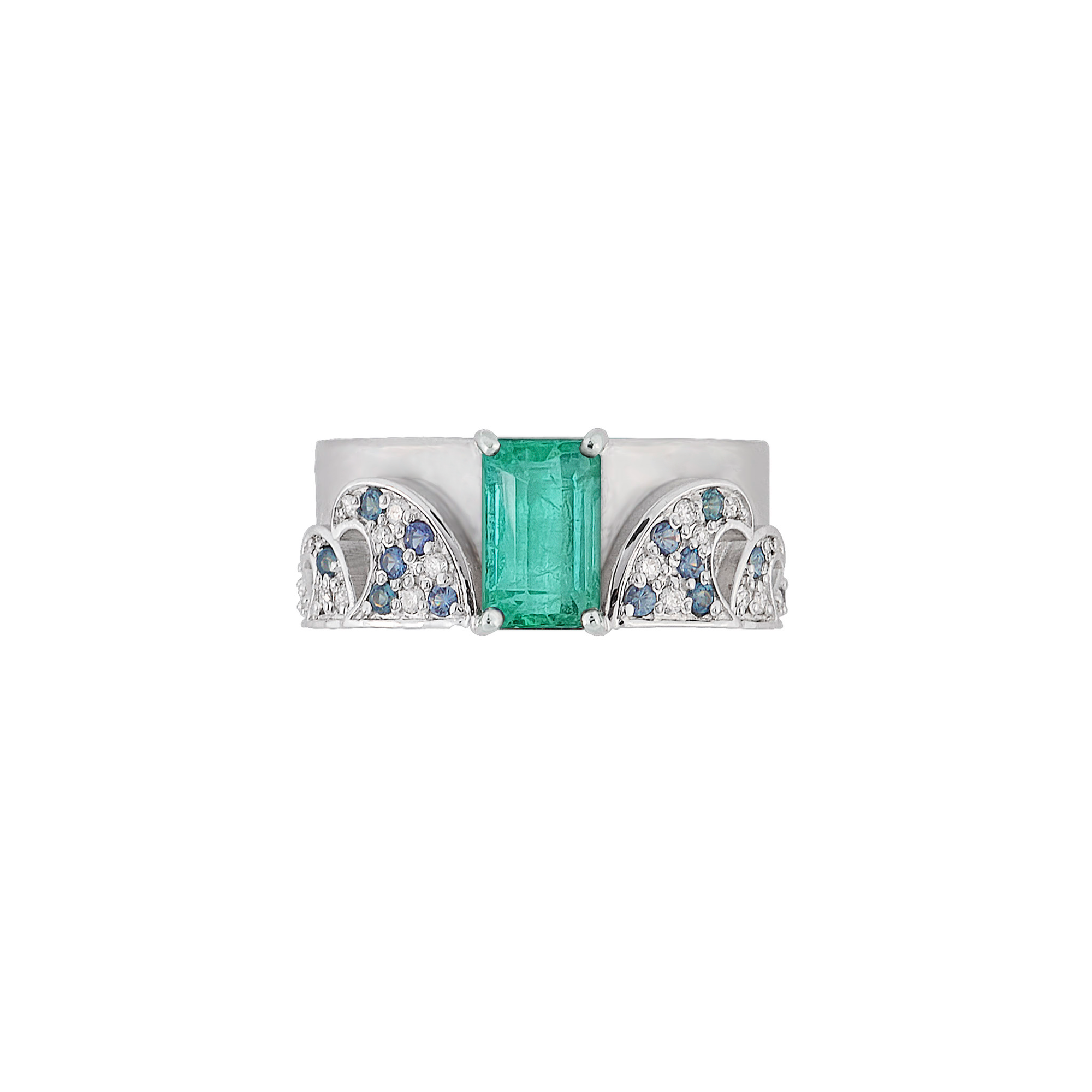 Benjave Wave Gemstone Ring - Green Emerald 2022-078