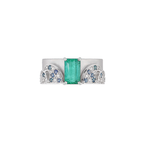 Benjave Wave Gemstone Ring - Green Emerald 2022-078