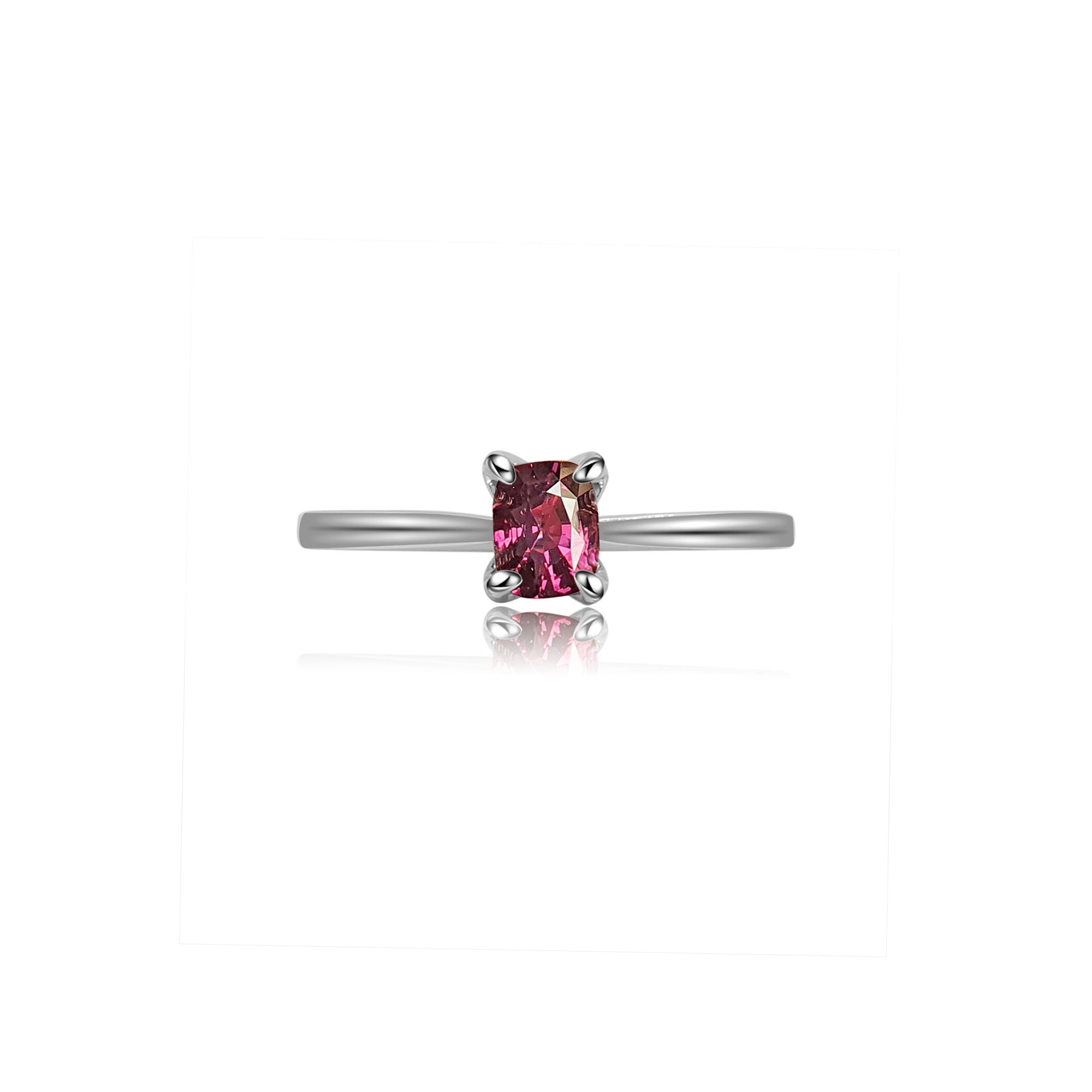 Cyntha Solitaire Pinched Shank Ring - Pink Long Cushion 2021-015