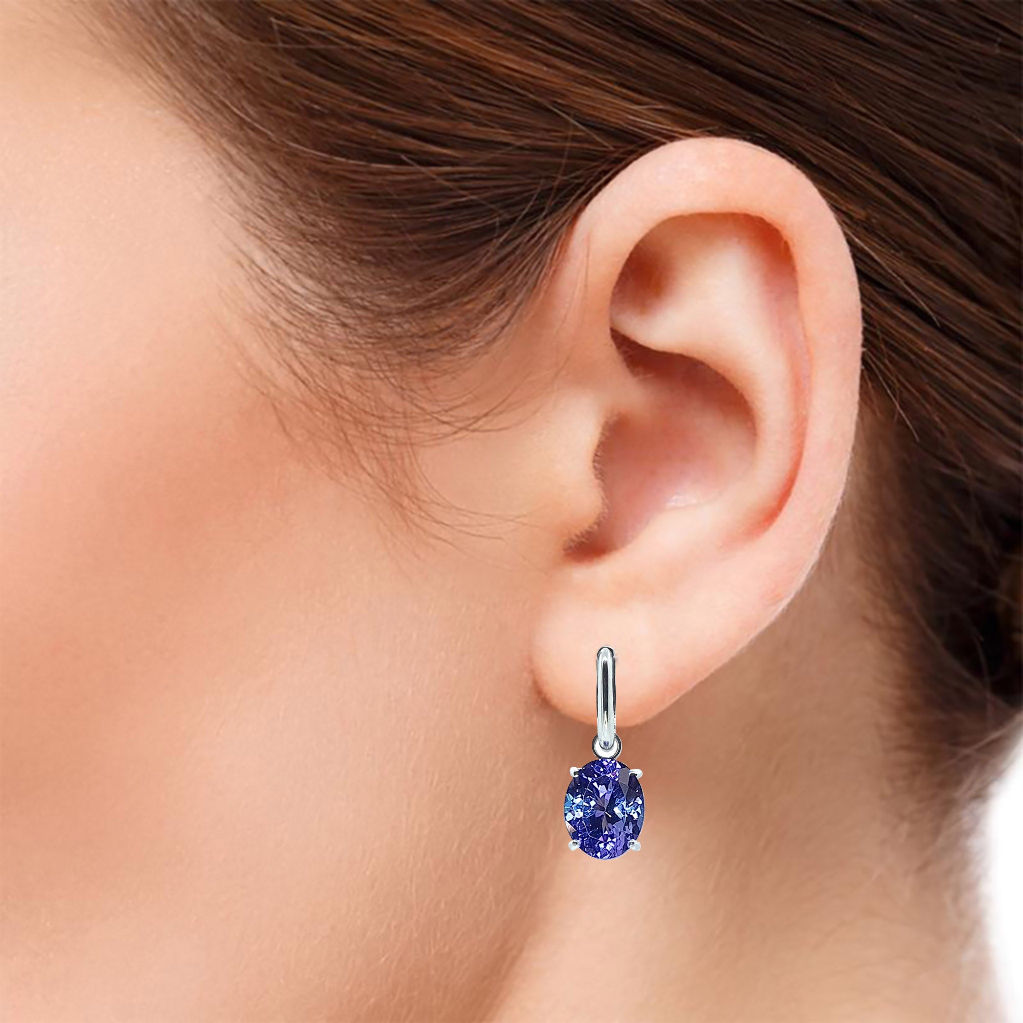 Chandy Solitaire Detachable Huggies Earrings Tanzanite Oval 2021 014