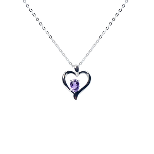 Evie Heart Solitaire Gemstone Pendant - Purple Oval 2021-176