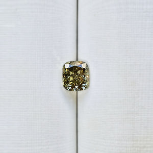 Natural Fancy Deep Grayish Greenish Yellow Diamond Cushion 1.02CT GIA Certified G126