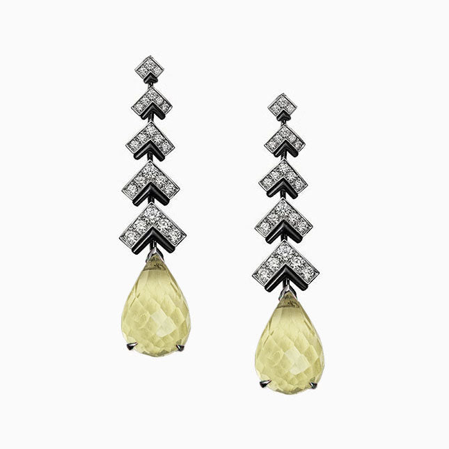 Leto Arrowhead Drop Down Earrings - Yellow Pear W061