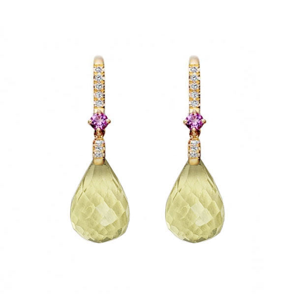 Rosie Bar Dangling Earrings - Yellow Pear W062