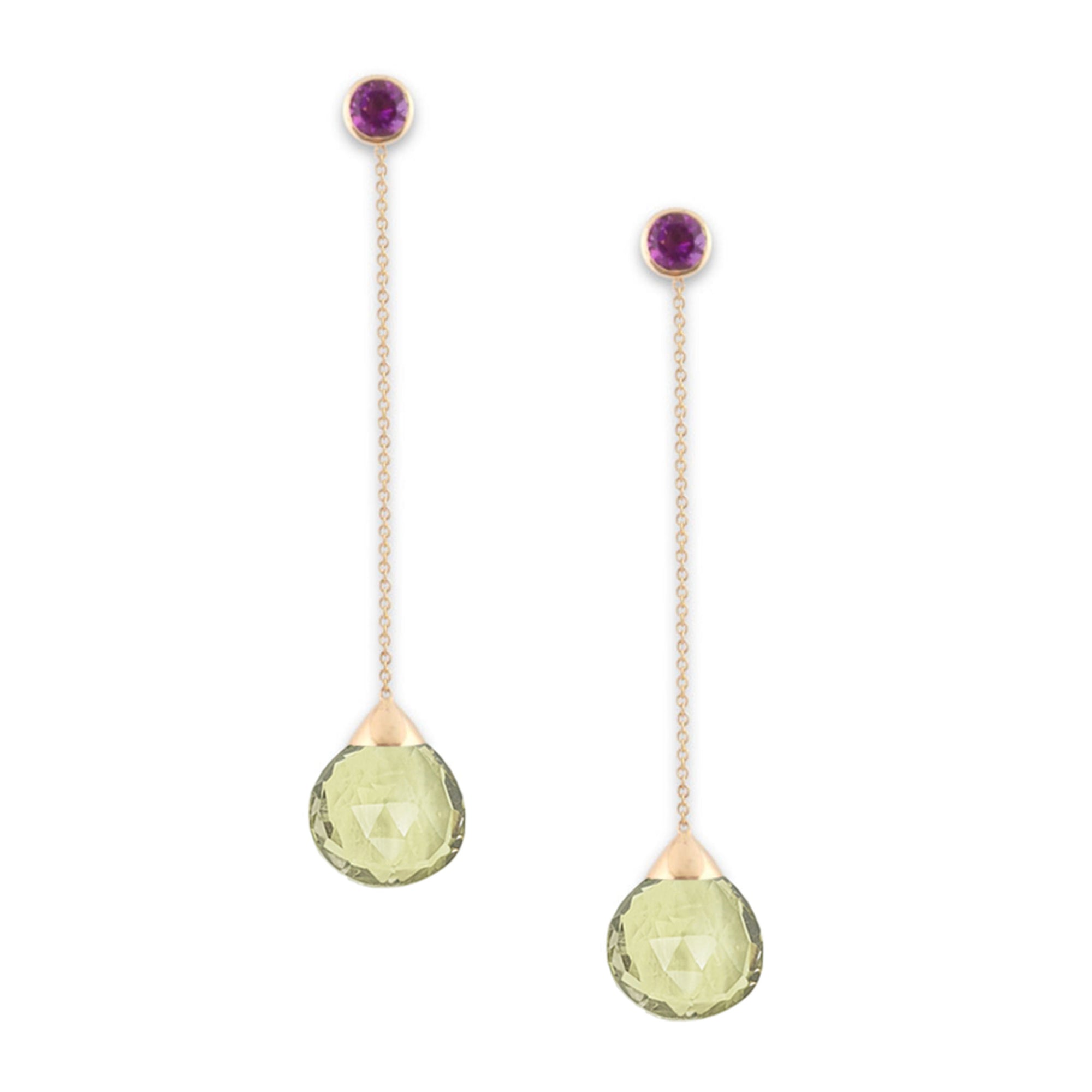 Longet Dangling Chain Earrings - Yellow Pear W067