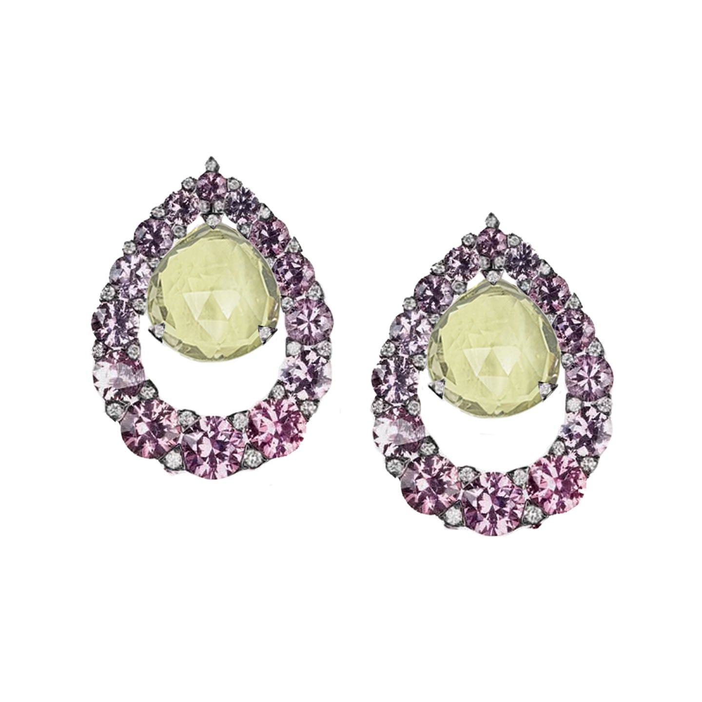 Luvy Teardrop Halo Earrings - Yellow Pear W065