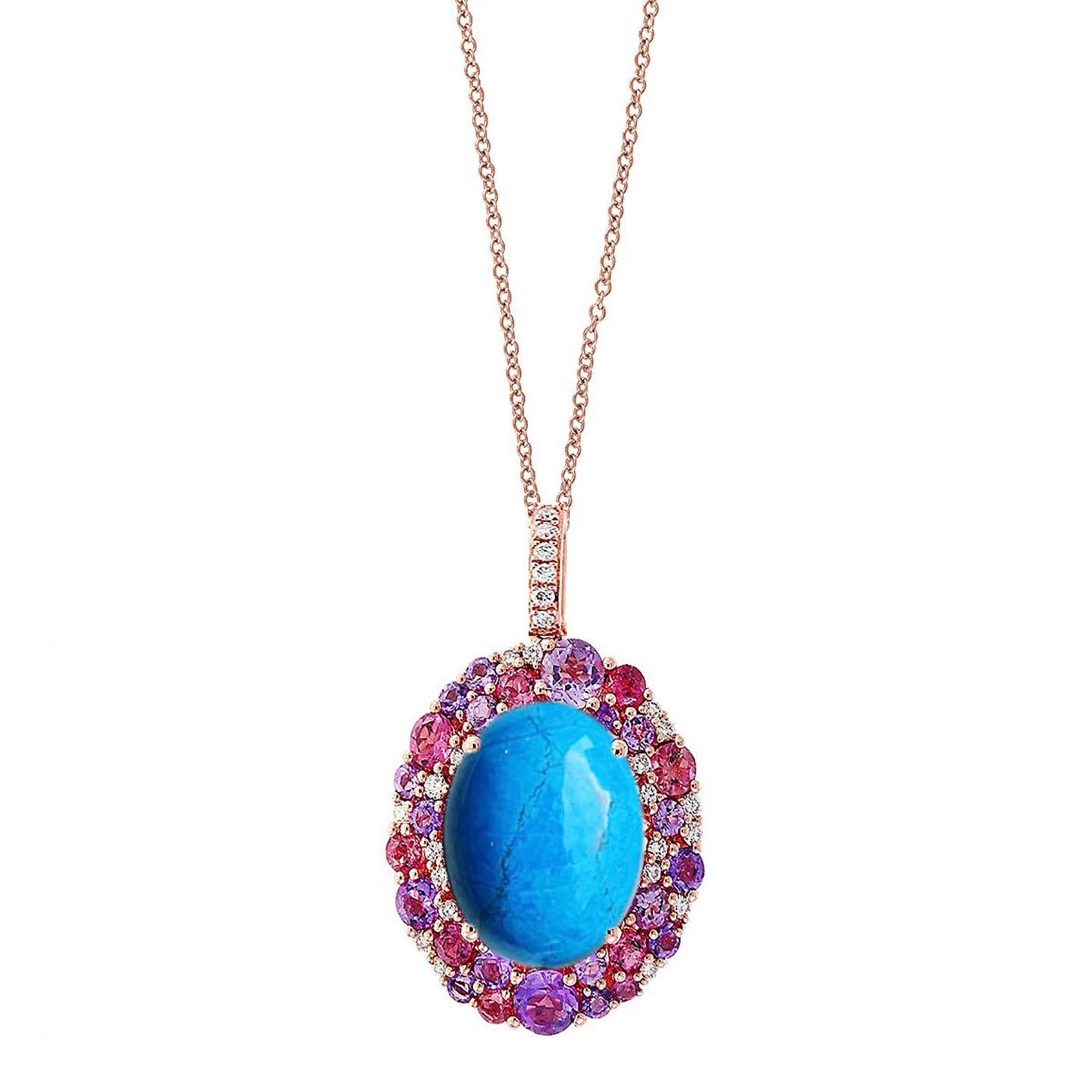 Gardenia Multicolour Halo Pendant - Electric Blue Oval W070