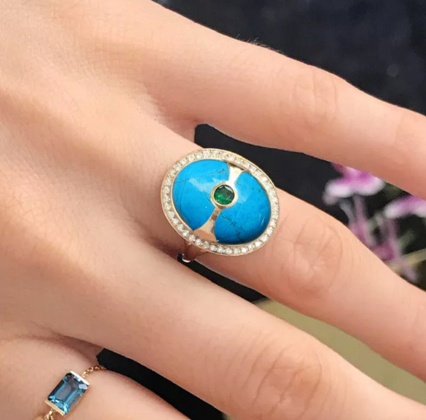 Zade Halo Ring - Electric Blue W069