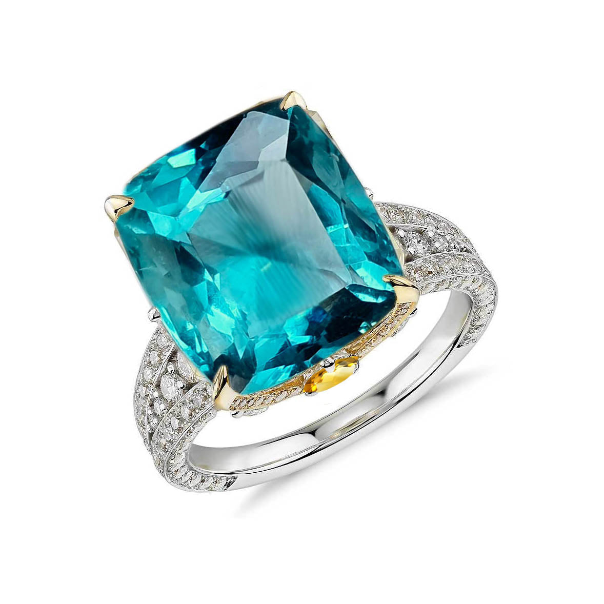 Rushial Cocktail Ring - Electric Blue Cushion W075