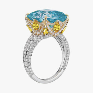 Rushial Cocktail Ring - Electric Blue Cushion W075