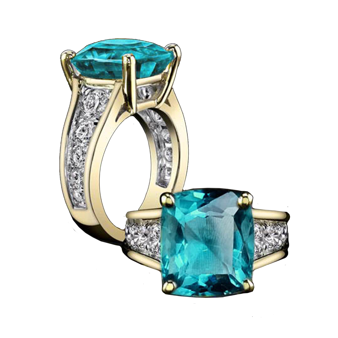 Victorine Solitaire Ring - Electric Blue Cushion W073
