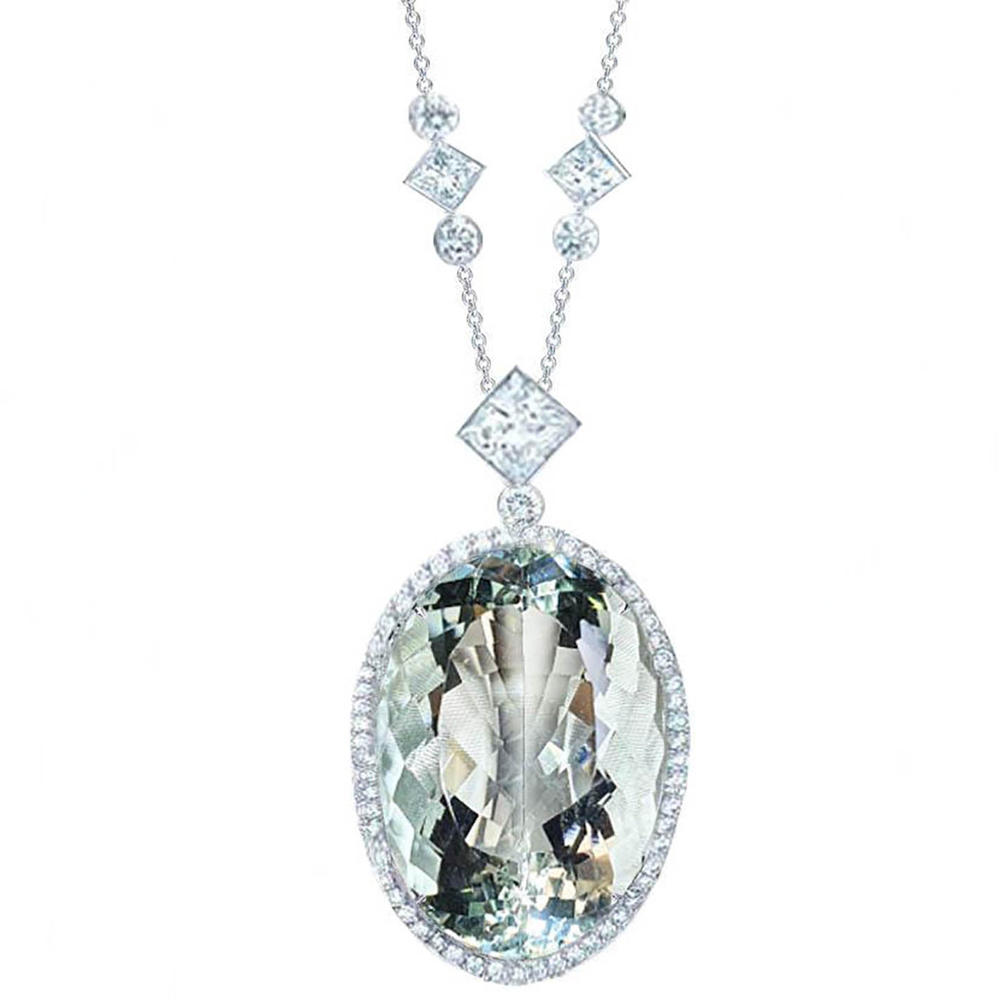 Jammila Halo Necklace - Green Oval W078