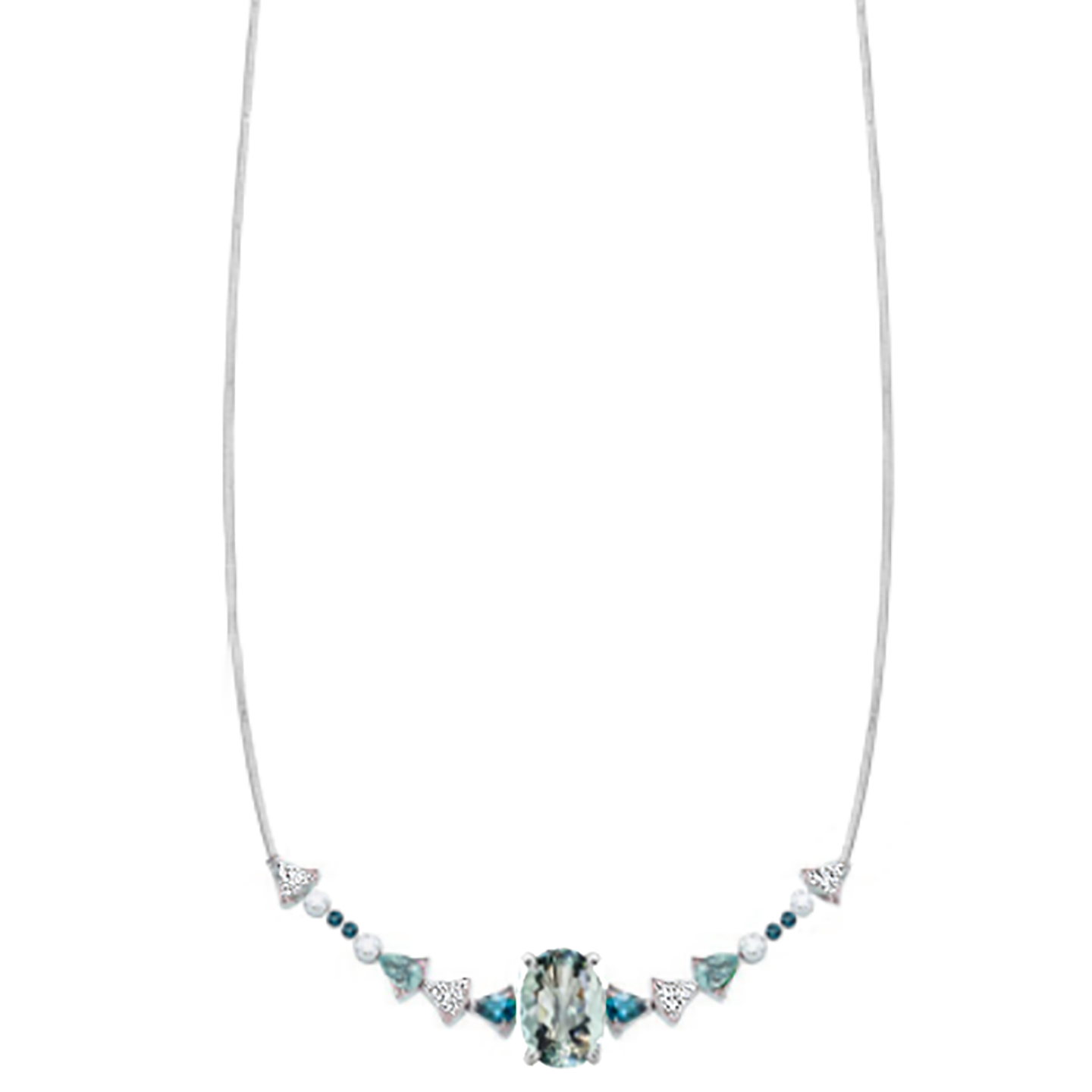 Kelli Multi Stone Necklace - Green Oval W072