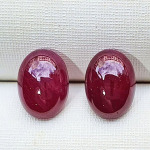 Ruby Red Oval Cabochon Pair 2.1CT G034