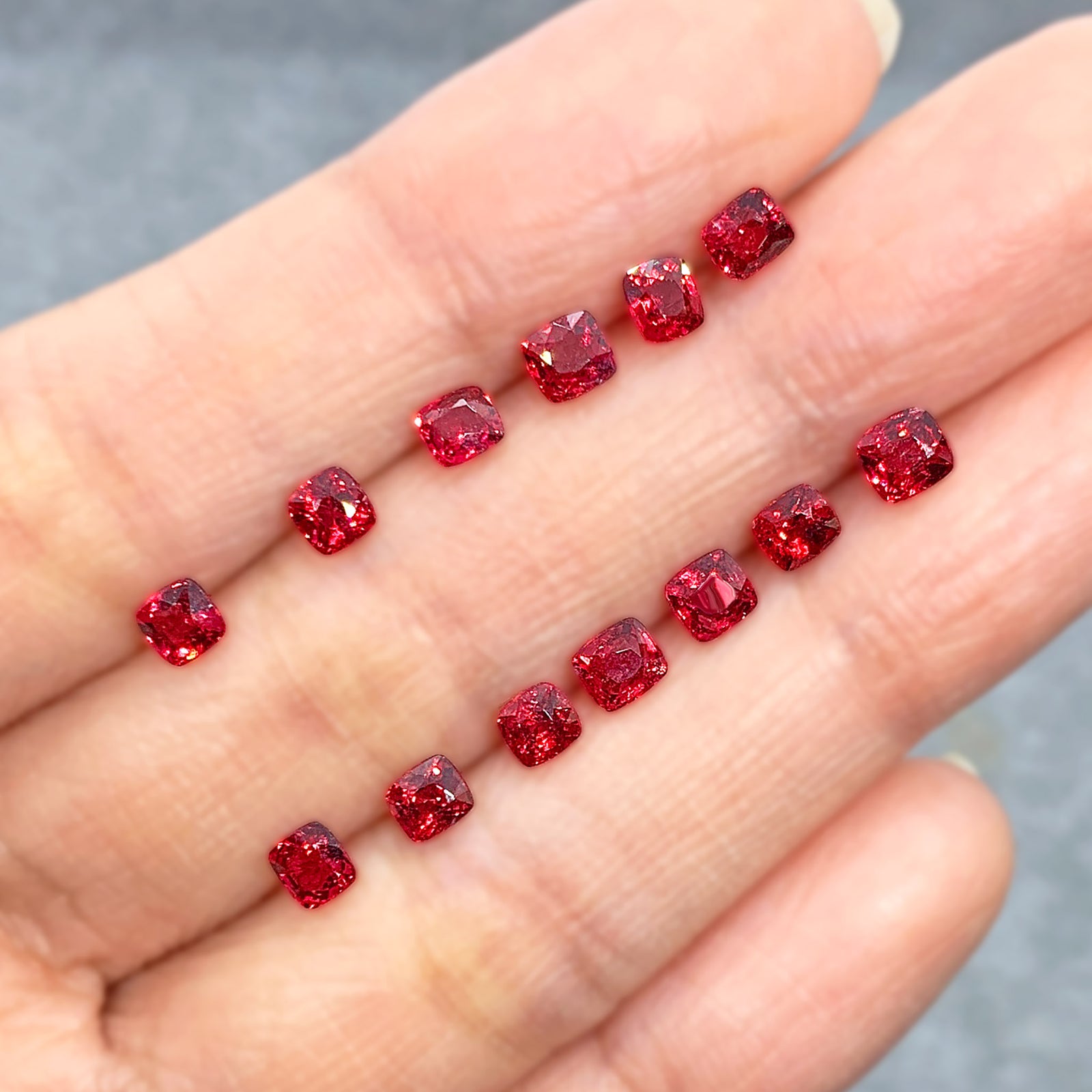 Red Spinel Side Stones Cushion 0.2-0.28CT Each G070