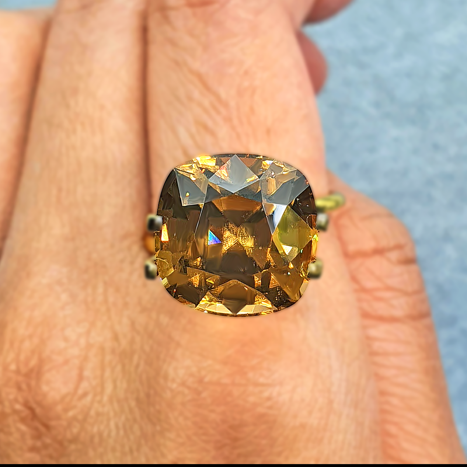 Golden Brown Zircon Cushion Mixed Cut 17.66CT G371