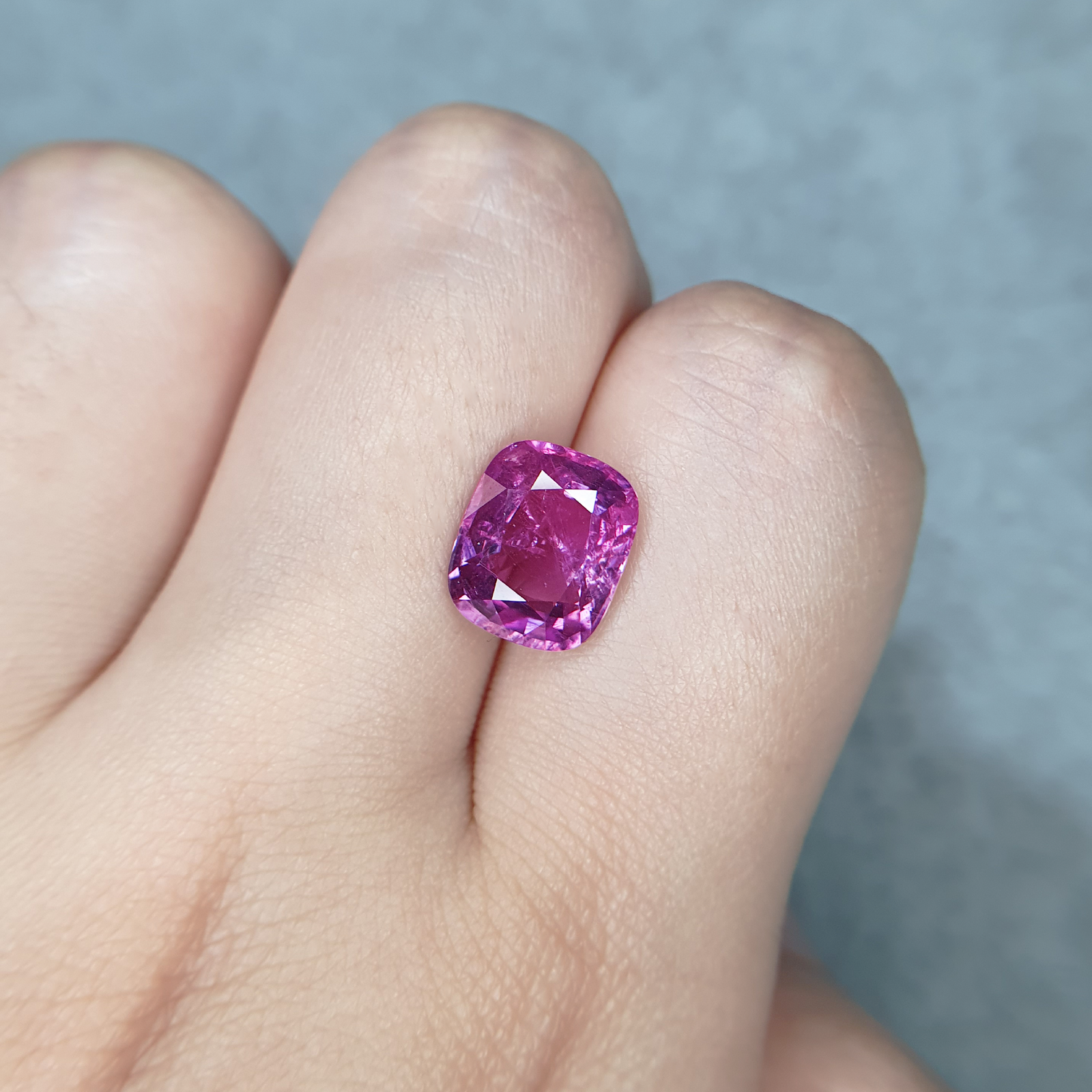 Burmese Unheated Pink Purple Sapphire Cushion 4.97CT G394