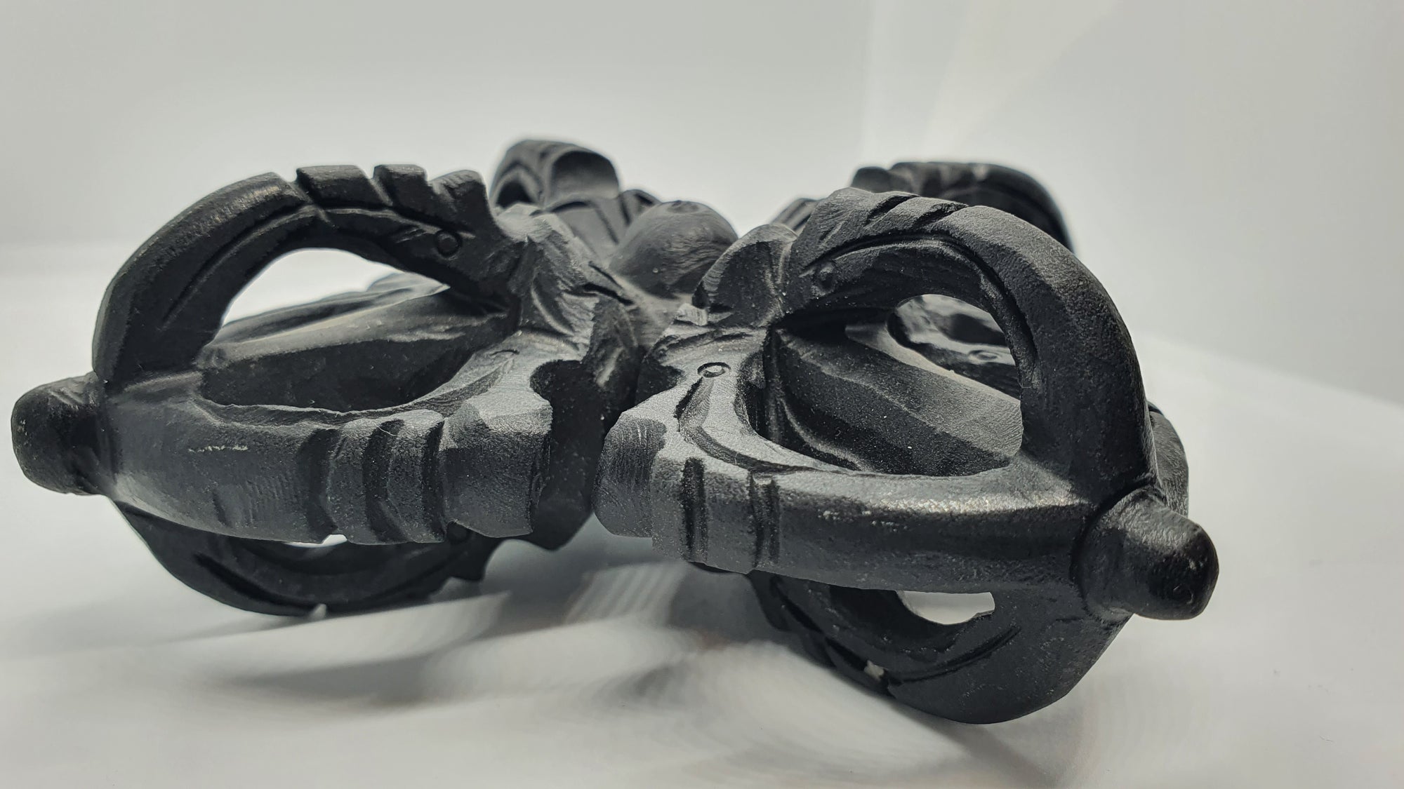 Double Dorje Black Tektite, Large Carved Meteorite G508