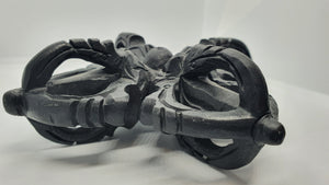 Double Dorje Black Tektite, Large Carved Meteorite G508