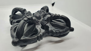 Double Dorje Black Tektite, Large Carved Meteorite G508