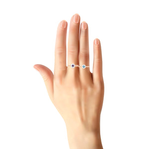 Graceo Stackable Solitaire Border Ring - Semi Precious Round 2021-015