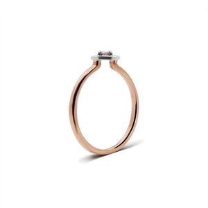 Graceo Stackable Solitaire Border Ring - Pink Round 2021-015