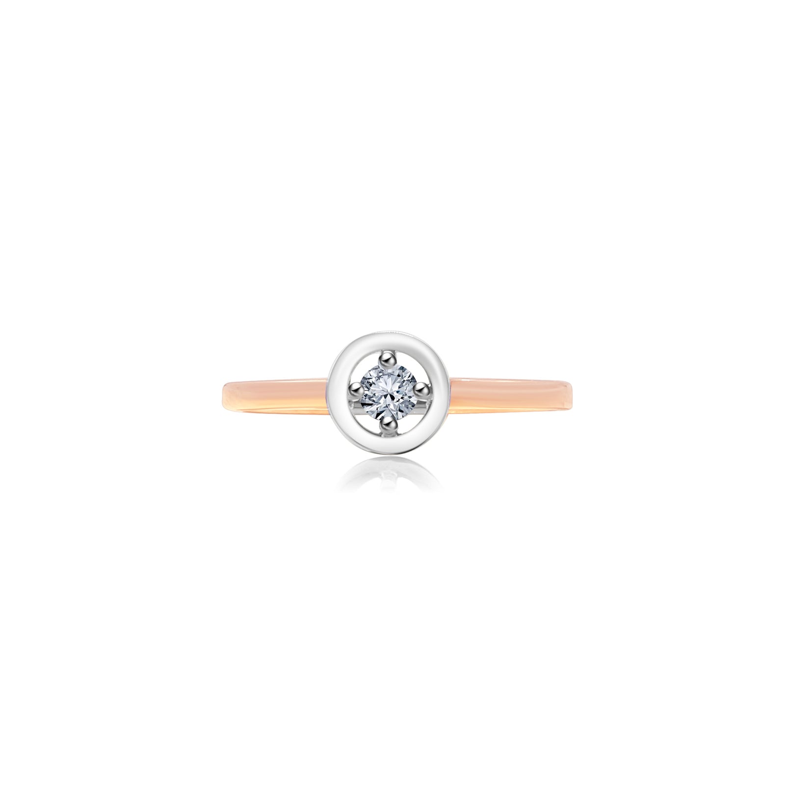 Graceo Stackable Solitaire Border Ring - White Round 2021-015