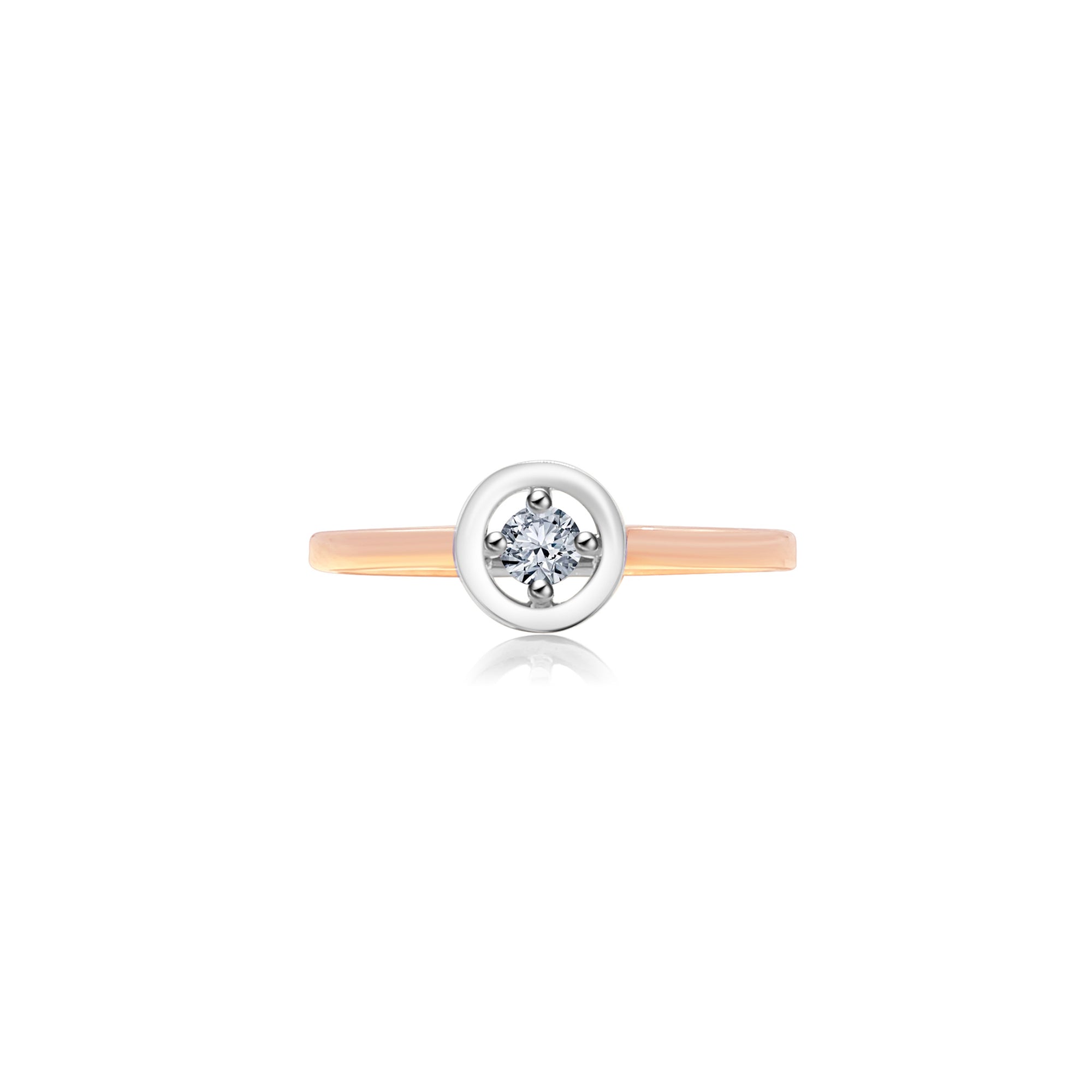 Graceo Stackable Solitaire Border Ring - White Round 2021-015