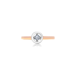 Graceo Stackable Solitaire Border Ring - White Round 2021-015