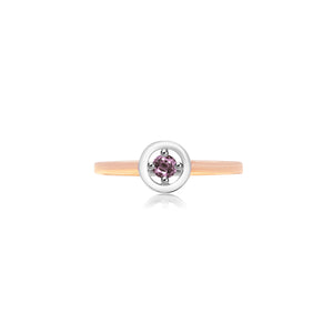 Graceo Stackable Solitaire Border Ring - Pink Round 2021-015