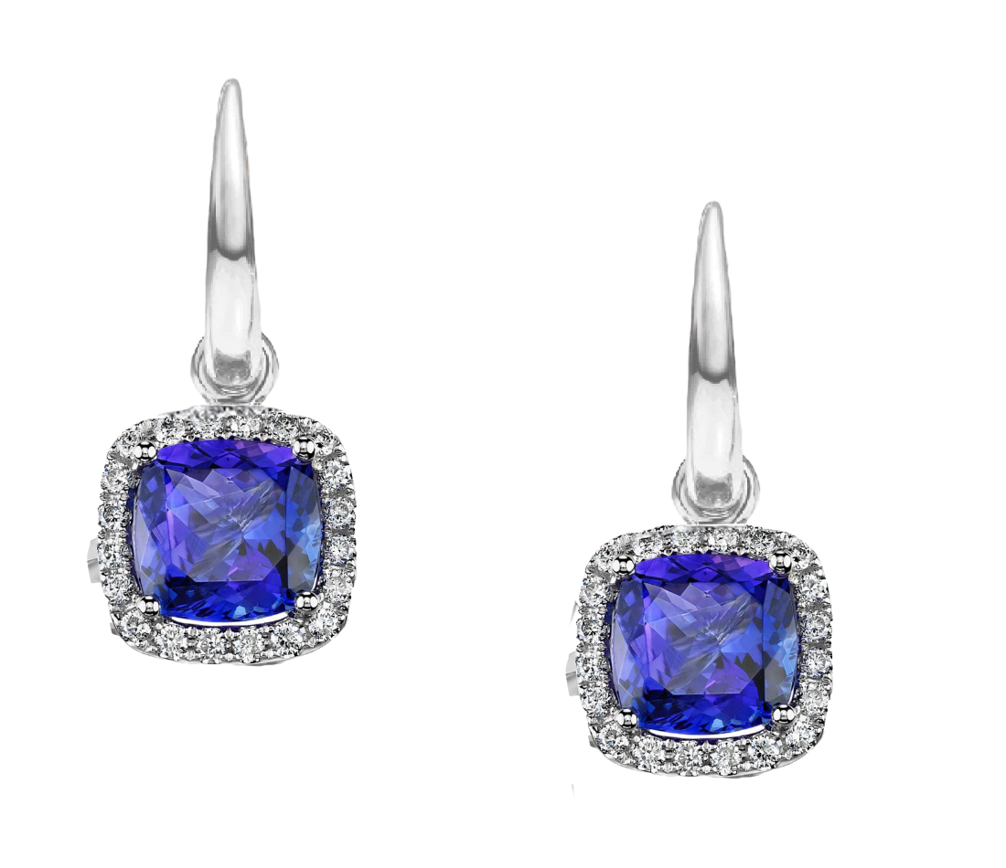 CHANDY HALO TANZANITE EARRINGS W119 - Main Image