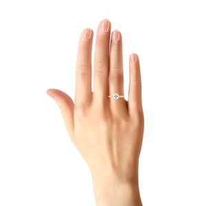 Graceo Stackable Solitaire Border Ring - White Round 2021-015