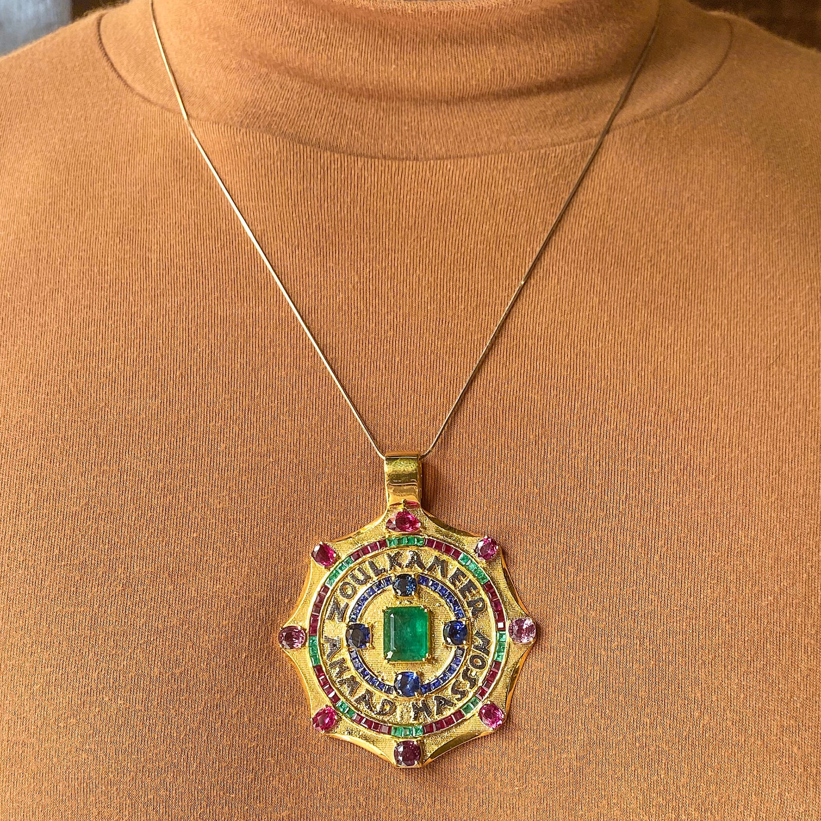 Hasson Multi-Stone Medallion Pendant 2021-167