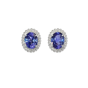 Heja Milgrain Halo Earrings - Tanzanite Oval 2021-091