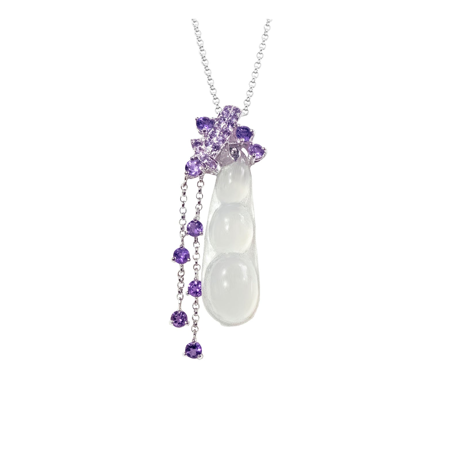 Helenos Icy White Jade Peapod Dangling Pendant 2022-058