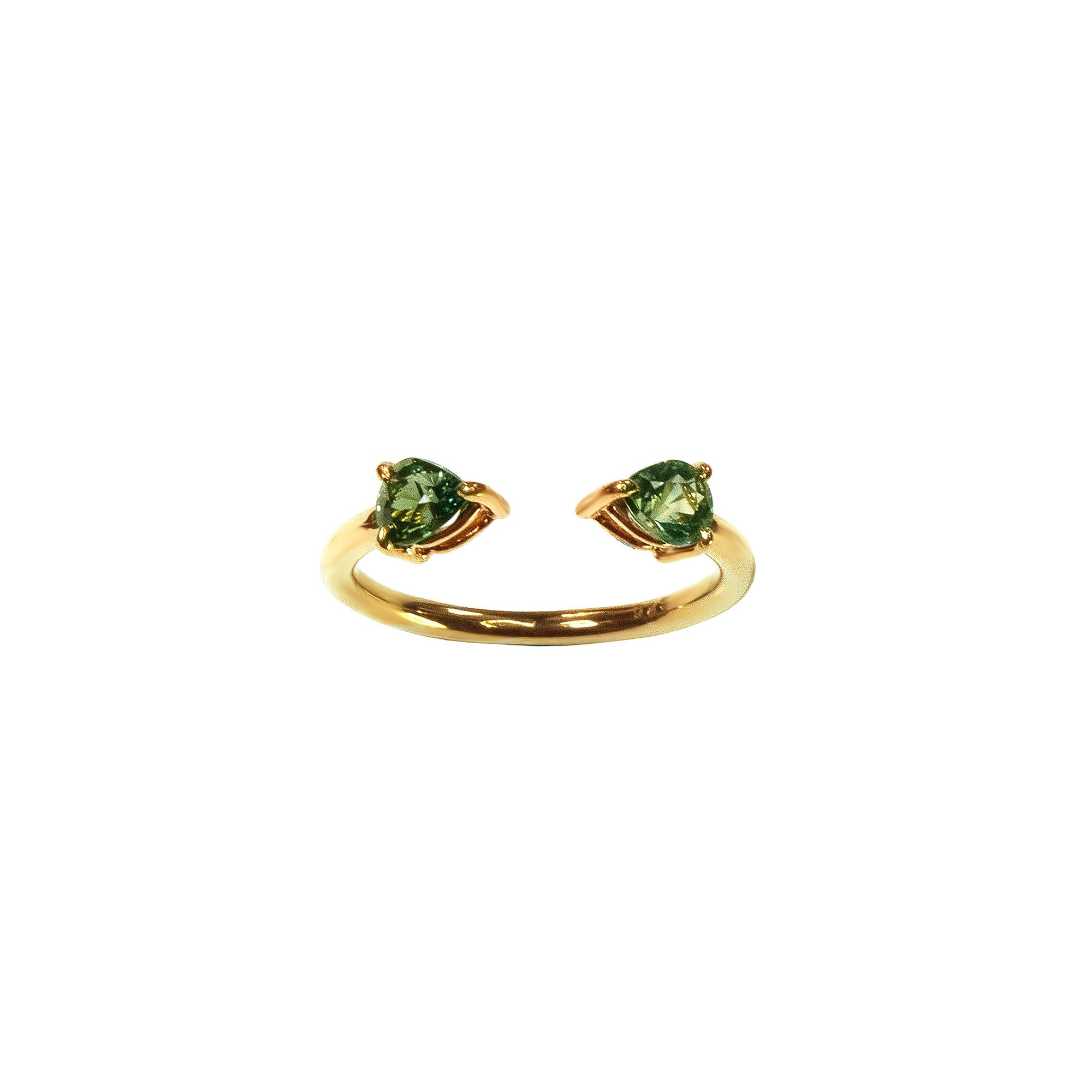 Jados Double Gemstones Open Ring - Green Pear 2022-047