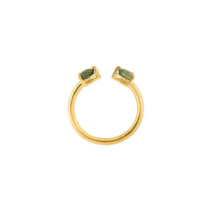 Jados Double Gemstones Open Ring - Green Pear 2022-047