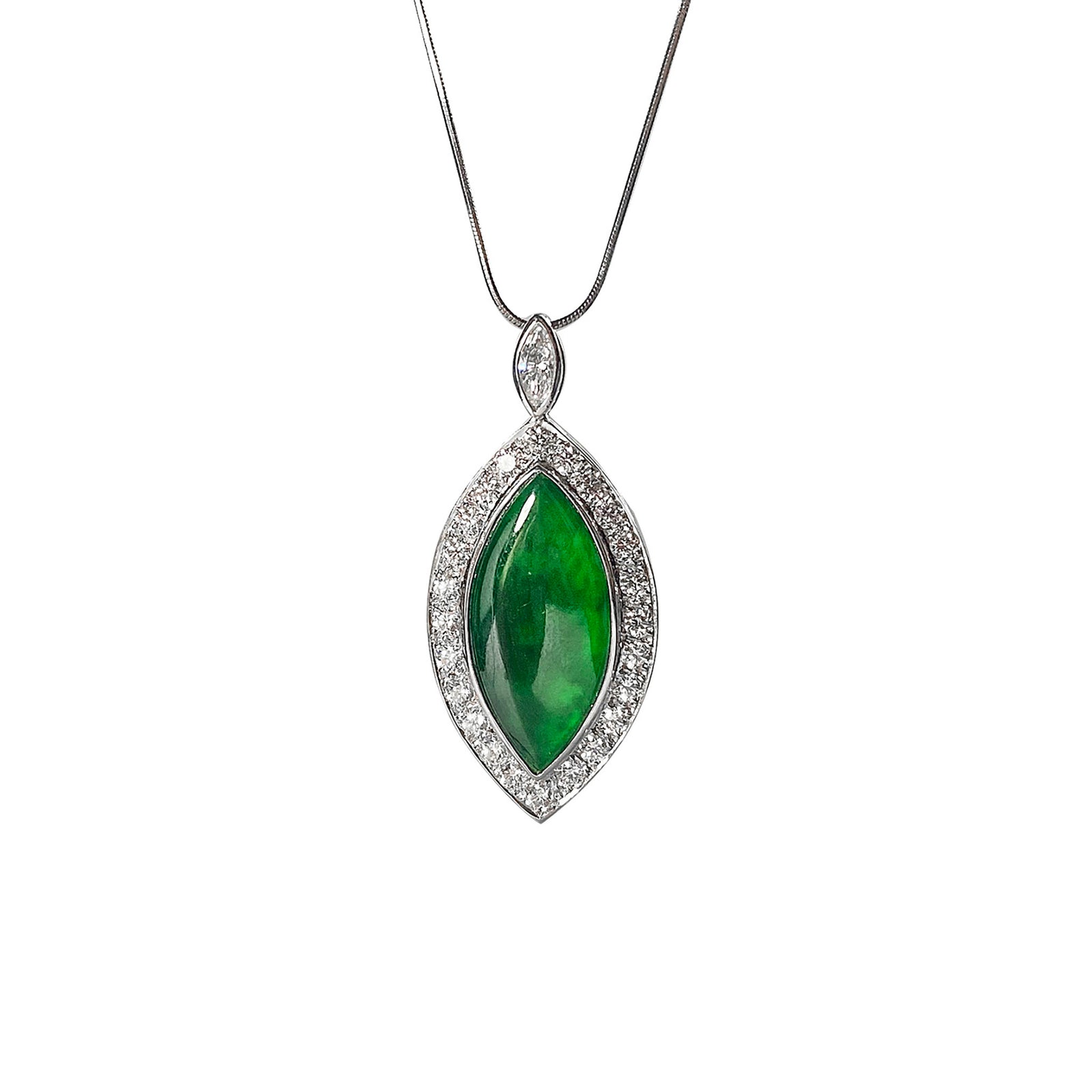 Jaquise Emperor Jade Marquise Halo Pendant M431
