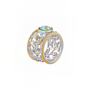 Jaslie Floral Gemstone Ring - Green Emerald 2022-073