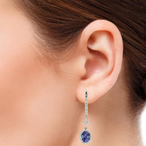 Jeso Oval Halo Drop Down Earrings - Tanzanite Oval 2018-128