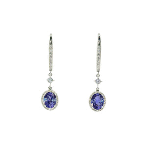 Jeso Oval Halo Drop Down Earrings - Tanzanite Oval 2018-128