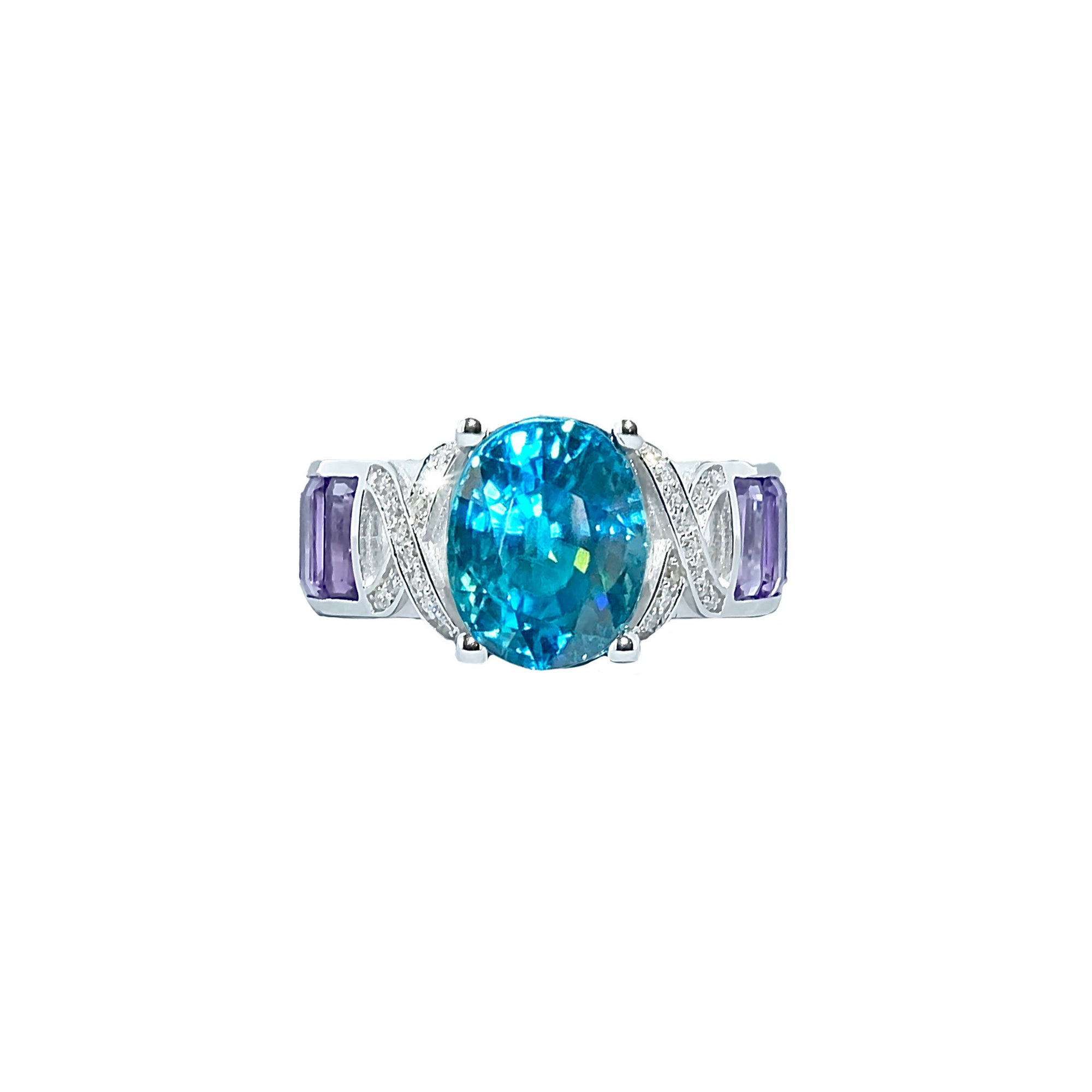 Joycio Contemporary Gemstone Cocktail Ring - Electric Blue Oval W204