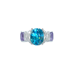 Joycio Contemporary Gemstone Cocktail Ring - Electric Blue Oval W204