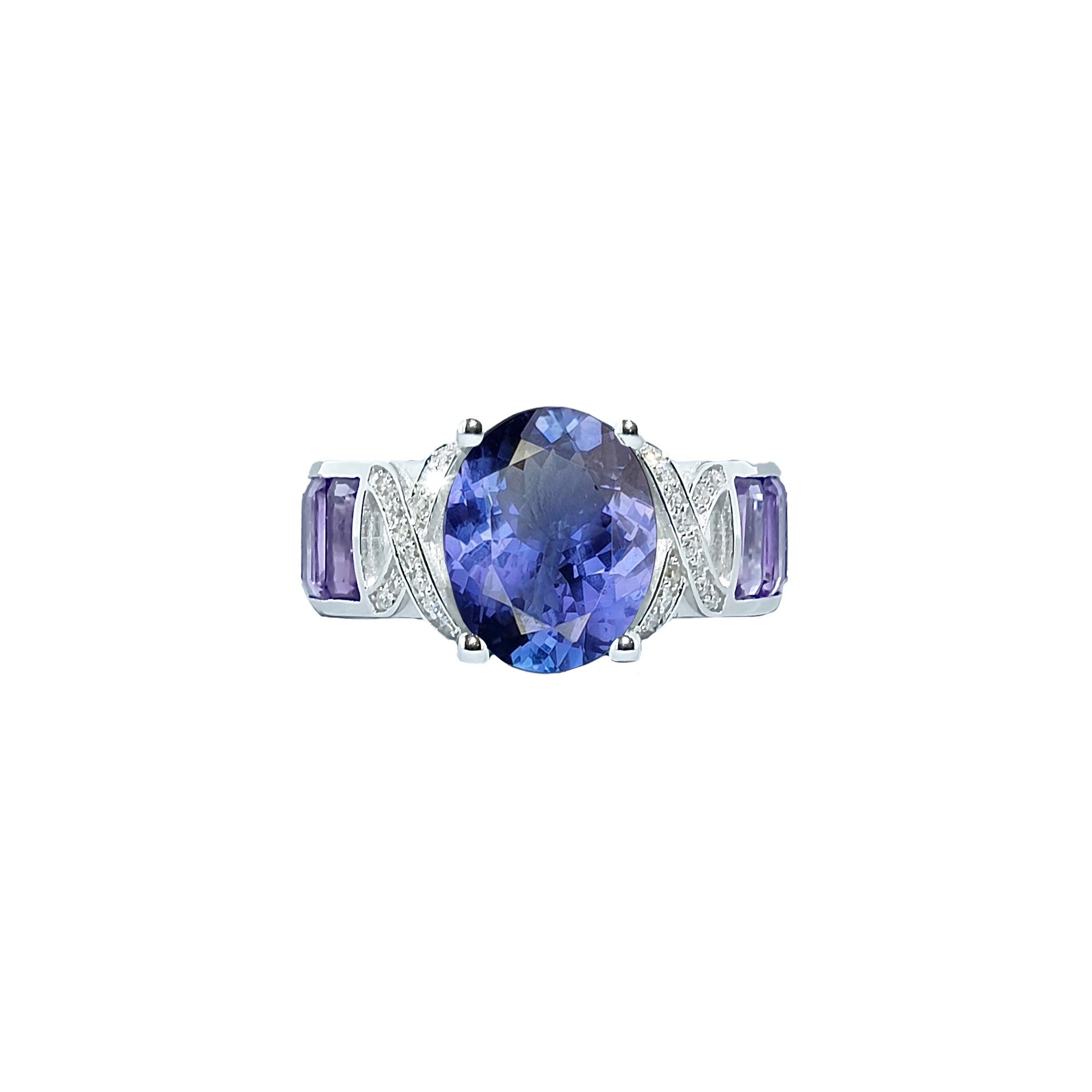 Joycio Contemporary Gemstone Cocktail Ring - Tanzanite Oval W204