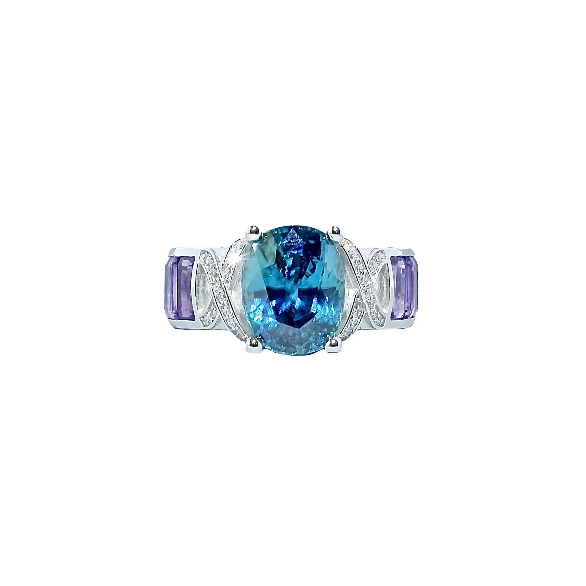 Joycio Contemporary Gemstone Cocktail Ring - Electric Blue Oval W204