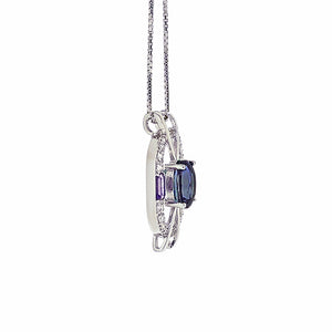 Joycio Contemporary Gemstone Halo Pendant - Tanzanite Oval W205