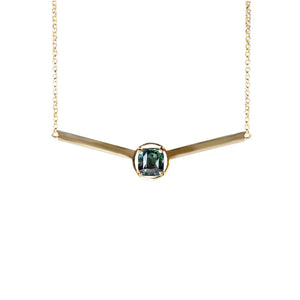 Karlio Contemporary Bar Gemstone Solitaire Pendant - Teal Octagonal 2021-212