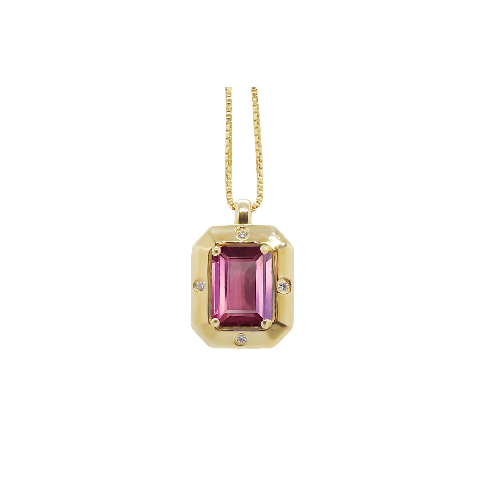 Kelvio Octagonal Gemstone Pendant - Pink Baguette 2021-002