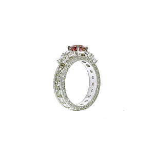 Keroyale Full Diamonds Gemstone Ring - Pink Round W209