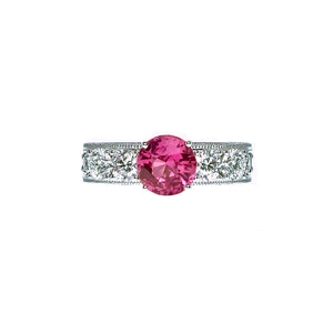 Keroyale Full Diamonds Gemstone Ring - Pink Round W209